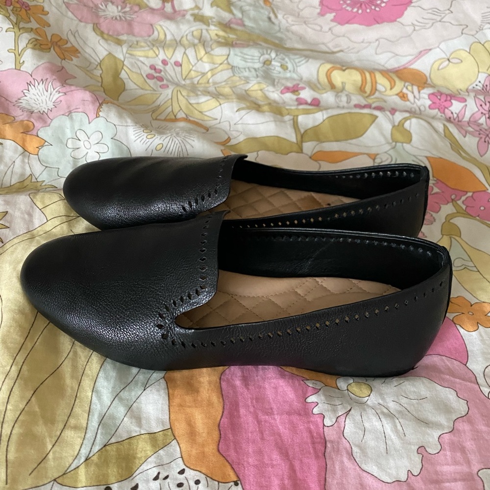 Birdies Black Leather Starling Flats